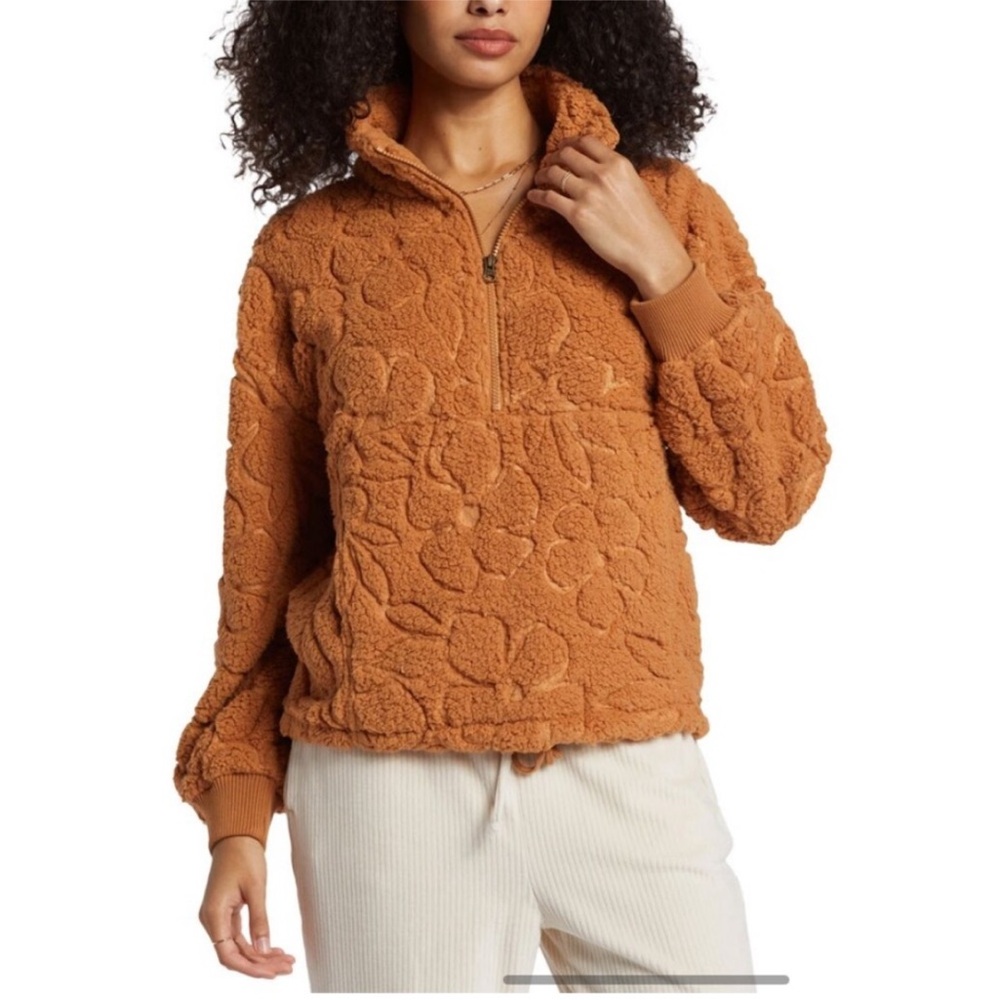 Pullover Textured Billabong Women's Tan Jacket NWT Time Off in Medium or XL - Picture 2 of 9